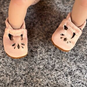 Blush Baby Moccasins with Floral Cutouts